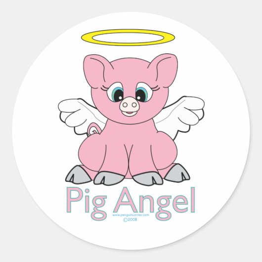 Pig Angel Ronde Sticker (Voorkant)