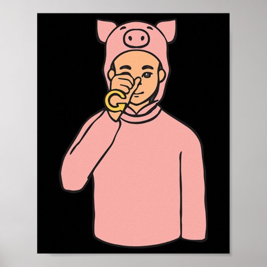 Pig Animal Asl Hand Gesture Deaf Hearing Loss Awar Poster (Voorkant)