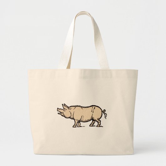 Pig Antiek Piggy Cute  Grote Tote Bag (Voorkant)