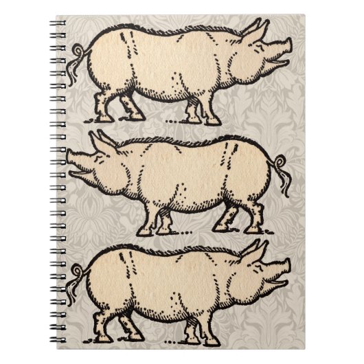 Pig Antiek Piggy Cute Notitieboek (Voorkant)