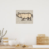 Pig Antiek Piggy Cute  Poster (Keuken)