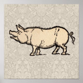 Pig Antiek Piggy Cute Poster (Voorkant)