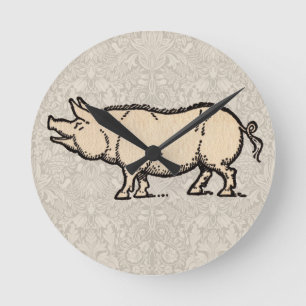 Pig Antiek Piggy Cute  Ronde Klok