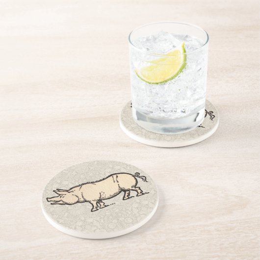 Pig Antiek Piggy Cute  Zandsteen Onderzetter (Zijkant)