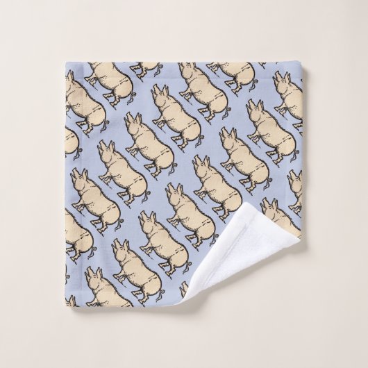 Pig Antiek Piggy Schattige Illustratie Bad Handdoek (Wasdoekje)