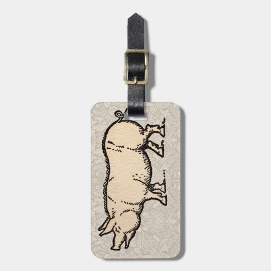 Pig Antiek Piggy Schattige  Illustratie Bagagelabel (Voorkant verticaal)