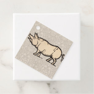 Pig Antiek Piggy Schattige Illustratie Bedankjes Labels