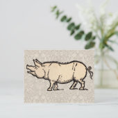 Pig Antiek Piggy Schattige  Illustratie Briefkaart (Staand voorkant)