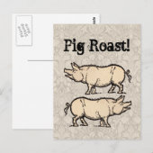 Pig Antiek Piggy Schattige  Illustratie Briefkaart (Voorkant / Achterkant)