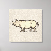 Pig Antiek Piggy Schattige  Illustratie Canvas Afdruk (Voorkant)