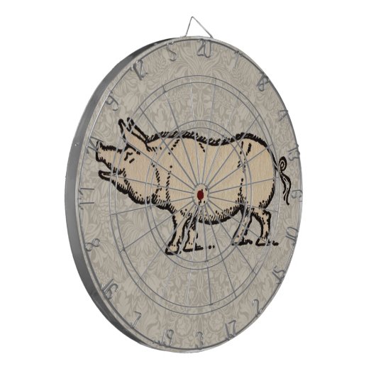 Pig Antiek Piggy Schattige  Illustratie Dartbord (Voorkant Links)