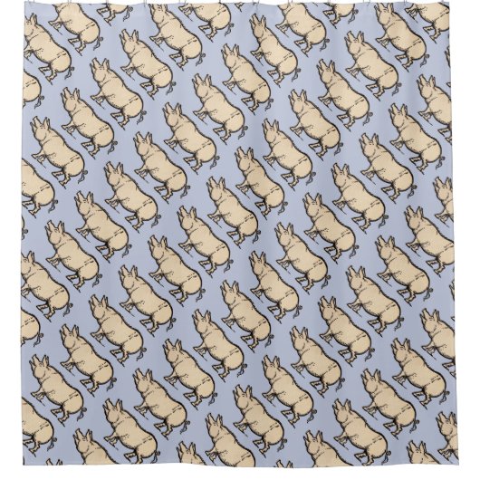 Pig Antiek Piggy Schattige  Illustratie Douchegordijn (Voorkant)