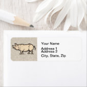 Pig Antiek Piggy Schattige  Illustratie Etiket (Insitu)