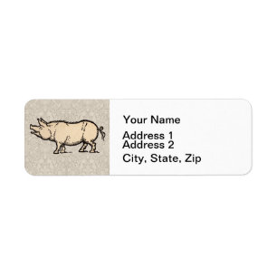 Pig Antiek Piggy Schattige  Illustratie Etiket