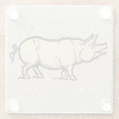 Pig Antiek Piggy Schattige Illustratie Glazen Onderzetter (Achterkant)