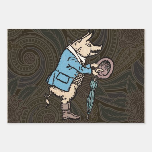 Pig Antiek Piggy Schattige  Illustratie Inpakpapier Vel (Voorkant 3)