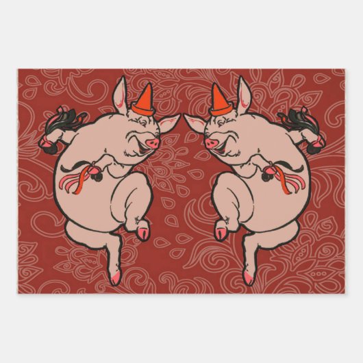 Pig Antiek Piggy Schattige  Illustratie Inpakpapier Vel (Voorkant 2)