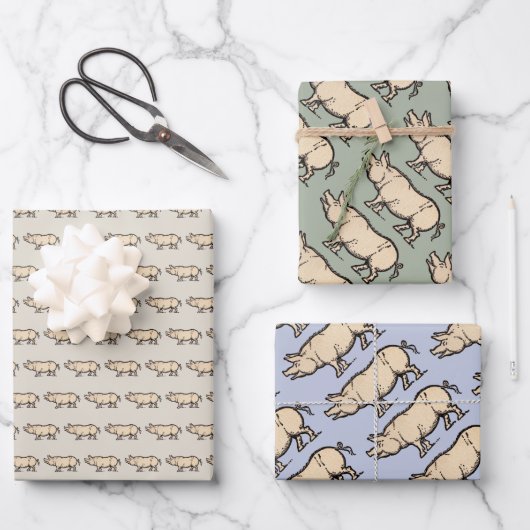 Pig Antiek Piggy Schattige  Illustratie Inpakpapier Vel (Voorkant)