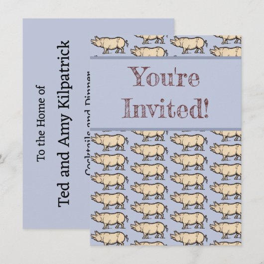 Pig Antiek Piggy Schattige  Illustratie Kaart (Voorkant / Achterkant)