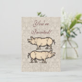 Pig Antiek Piggy Schattige  Illustratie Kaart (Staand voorkant)
