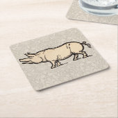 Pig Antiek Piggy Schattige  Illustratie Kartonnen Onderzetters (Schuin)