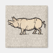 Pig Antiek Piggy Schattige  Illustratie Magneet (Voorkant)