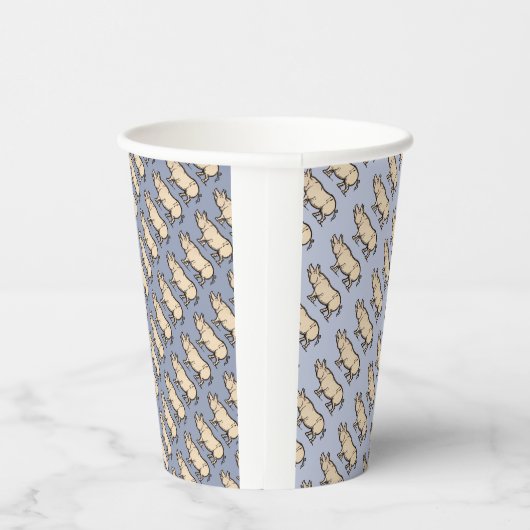 Pig Antiek Piggy Schattige Illustratie Papieren Bekers (Rechts)