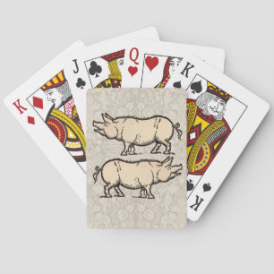 Pig Antiek Piggy Schattige  Illustratie Pokerkaarten