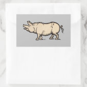 Pig Antiek Piggy Schattige Illustratie Rechthoekige Sticker (Tas)