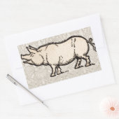 Pig Antiek Piggy Schattige Illustratie Rechthoekige Sticker (Envelop)