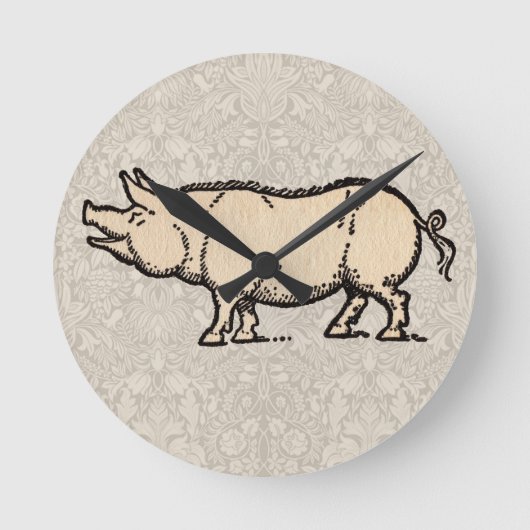 Pig Antiek Piggy Schattige  Illustratie Ronde Klok (Voorkant)