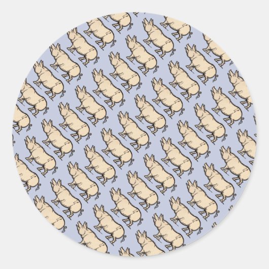 Pig Antiek Piggy Schattige  Illustratie Ronde Sticker (Voorkant)