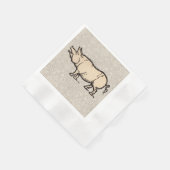 Pig Antiek Piggy Schattige Illustratie Servet (Hoek)