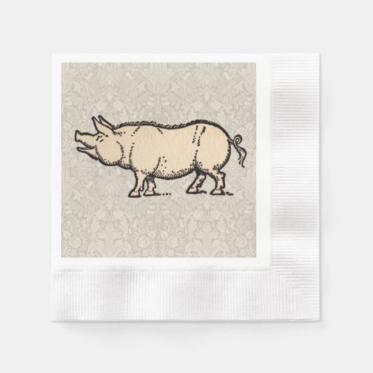 Pig Antiek Piggy Schattige  Illustratie Servet (Voorkant)