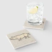 Pig Antiek Piggy Schattige Illustratie Stenen Onderzetter (Zijkant)