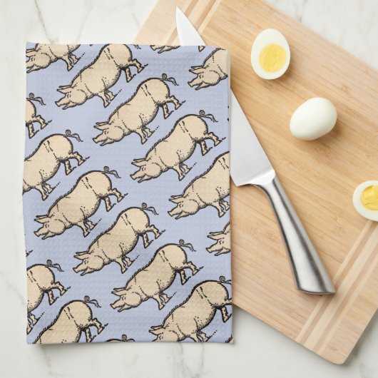 Pig Antiek Piggy Schattige  Illustratie Theedoek (Quarter Fold)