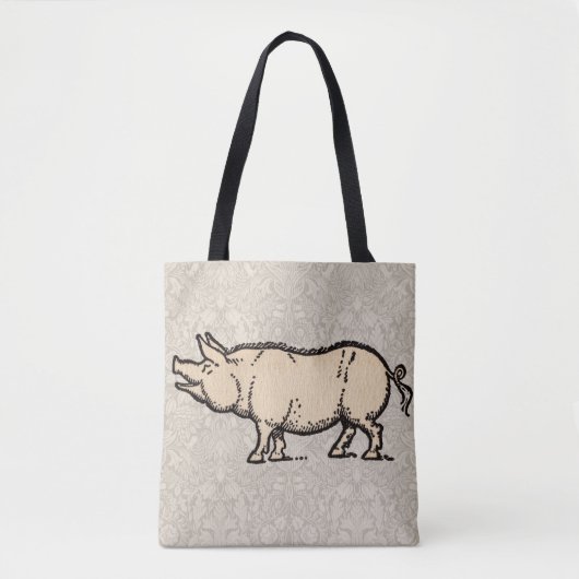 Pig Antiek Piggy Schattige  Illustratie Tote Bag (Voorkant)