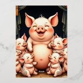  Pig Art – Mother & Piglets Folie Uitnodiging (Achterkant)