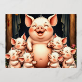  Pig Art – Mother & Piglets Folie Uitnodiging Briefkaart (Achterkant)