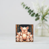 Pig Art – Mother & Piglets Informatiekaartje (Staand voorkant)