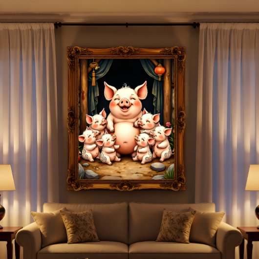 Pig Art – Mother & Piglets Informatiekaartje