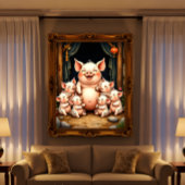 Pig Art – Mother & Piglets Poster