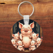  Pig Art – Mother & Piglets Sleutelhanger (Voorkant)