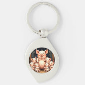  Pig Art – Mother & Piglets Sleutelhanger (Voorkant)