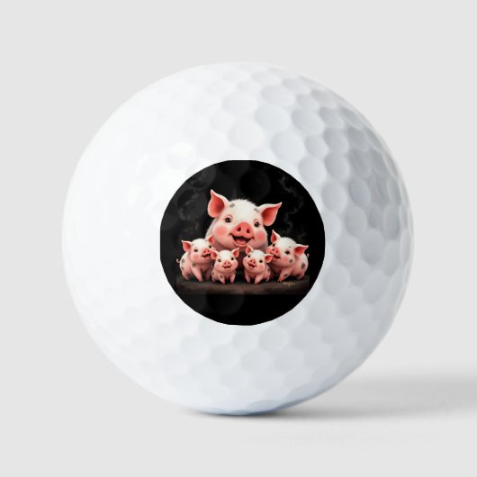 Pig Artwork – Mother Pig & Piglets Golfballen (Voorkant)