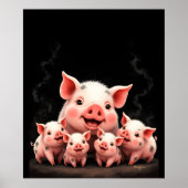Pig Artwork – Mother Pig & Piglets Poster (Voorkant)
