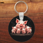 Pig Artwork – Mother Pig & Piglets Sleutelhanger (Achterkant)