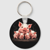 Pig Artwork – Mother Pig & Piglets Sleutelhanger (Achterkant)