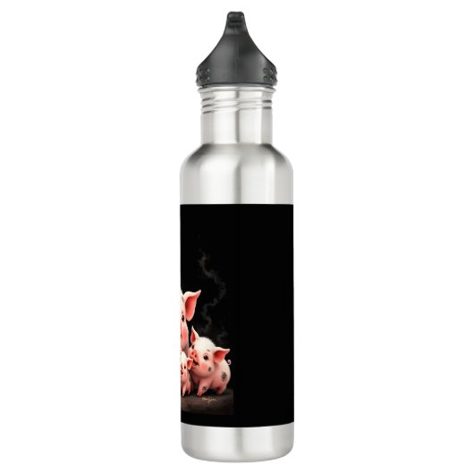 Pig Artwork – Mother Pig & Piglets Waterfles (Rechts)