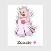 Pig as Bride with Wedding dress.PNG Sticker (Vel)